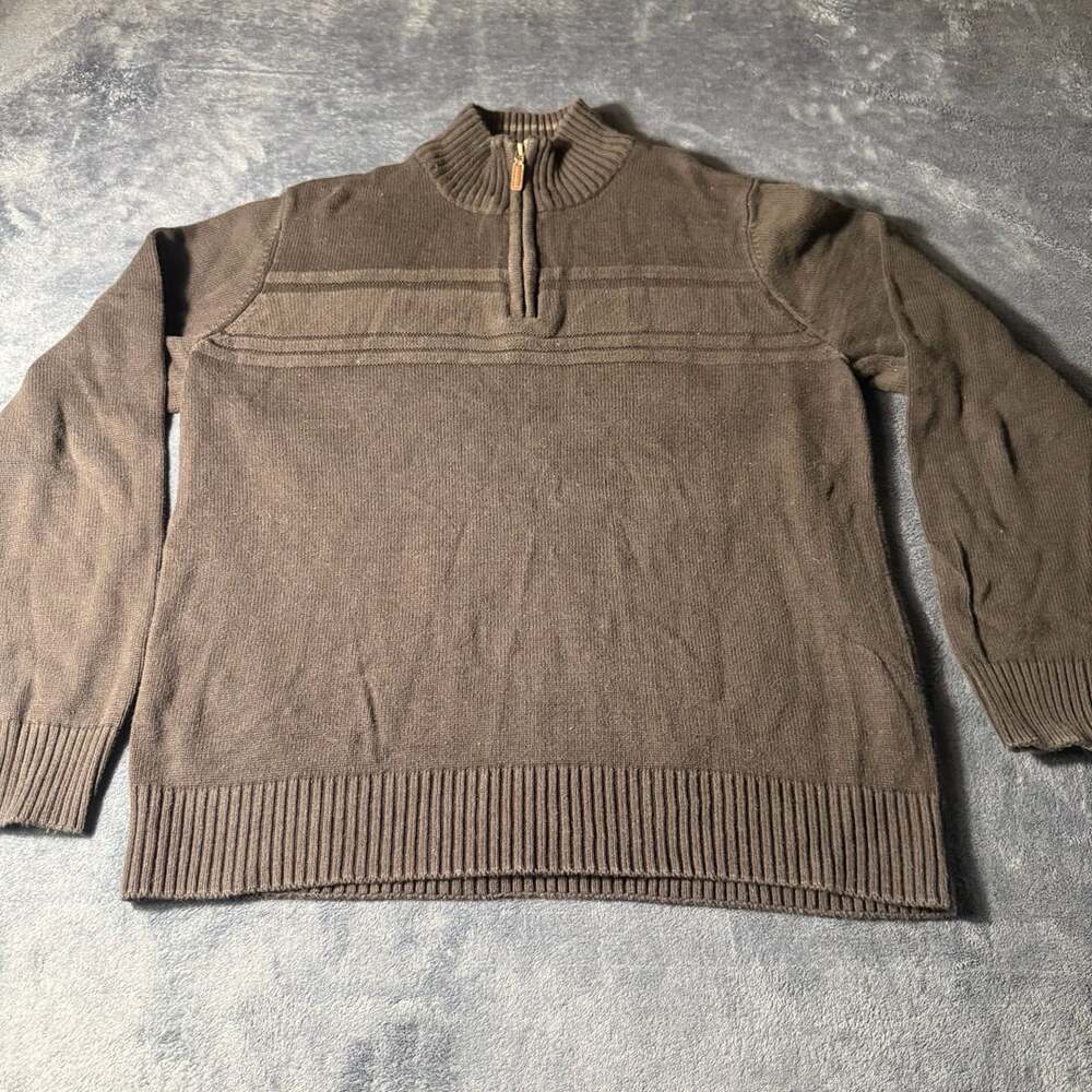 Dockers 1/4 Zip Sweater Size XL/XG Brown Cotton